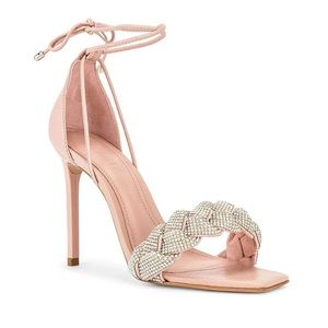 Schutz Alissa Embellished Jeweled High Heel Sandals in Sweet Rose